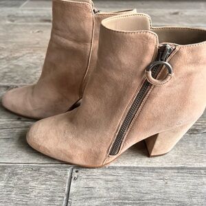 1.State Preete Almond Suede Heeled Boots with Side Zipper size 7.5